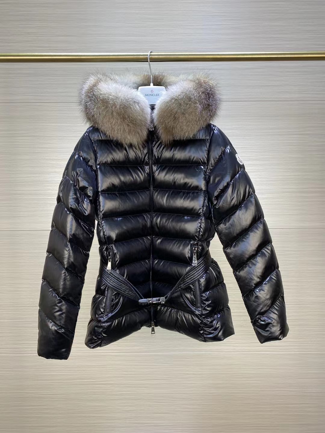️新款女中长和短款毛领连帽收腰带羽绒服(图5)